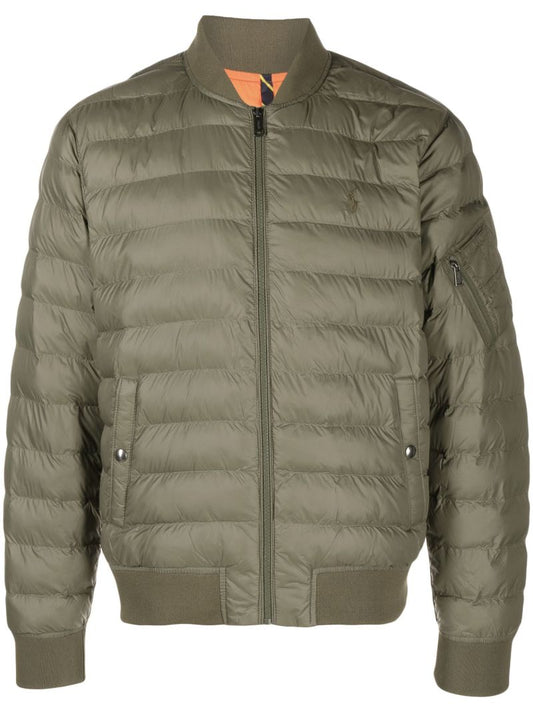 Green Terra Quilted Bomber Jacket