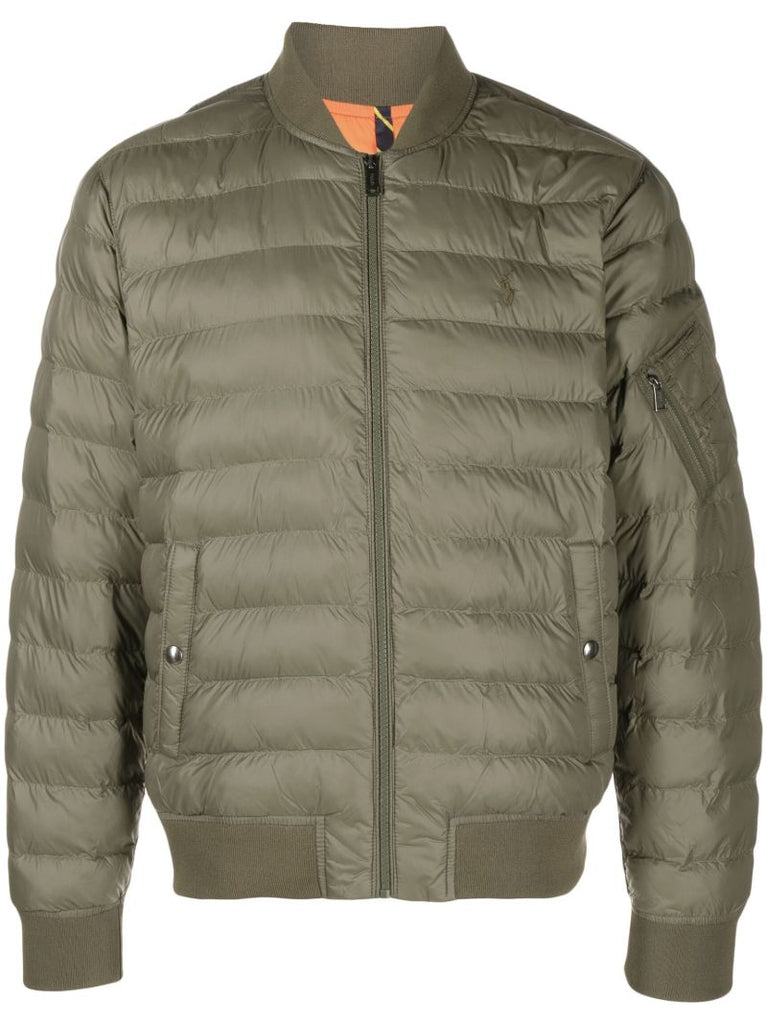 Green Terra Quilted Bomber Jacket
