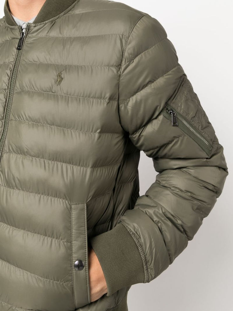 Green Terra Quilted Bomber Jacket