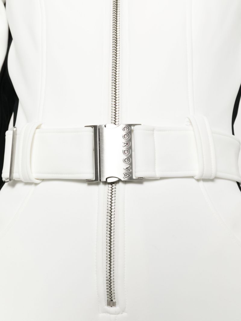 White and Black Otb Logo-patch Belted Ski Suit