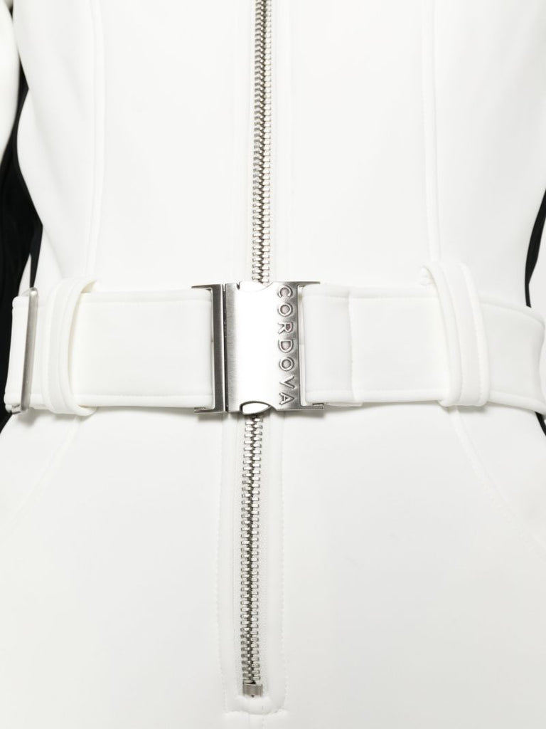 White and Black Otb Logo-patch Belted Ski Suit