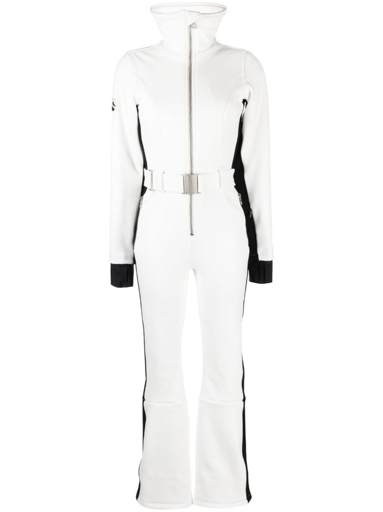 White and Black Otb Logo-patch Belted Ski Suit