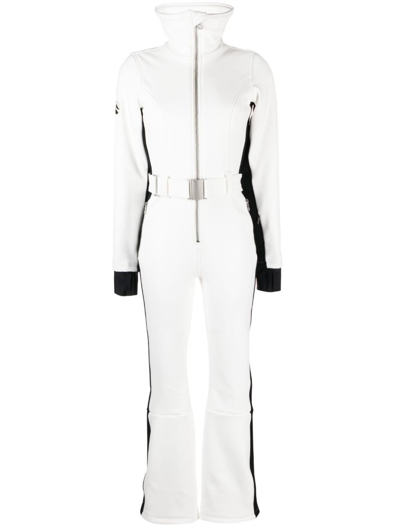 White and Black Otb Logo-patch Belted Ski Suit
