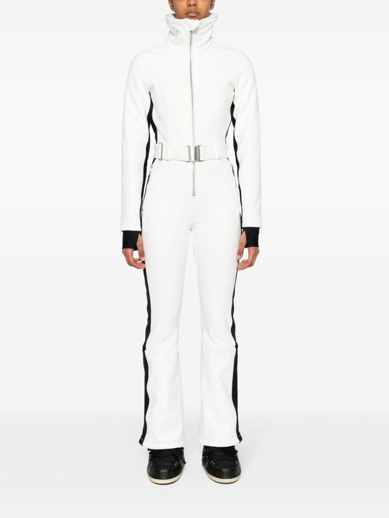 White and Black Otb Logo-patch Belted Ski Suit