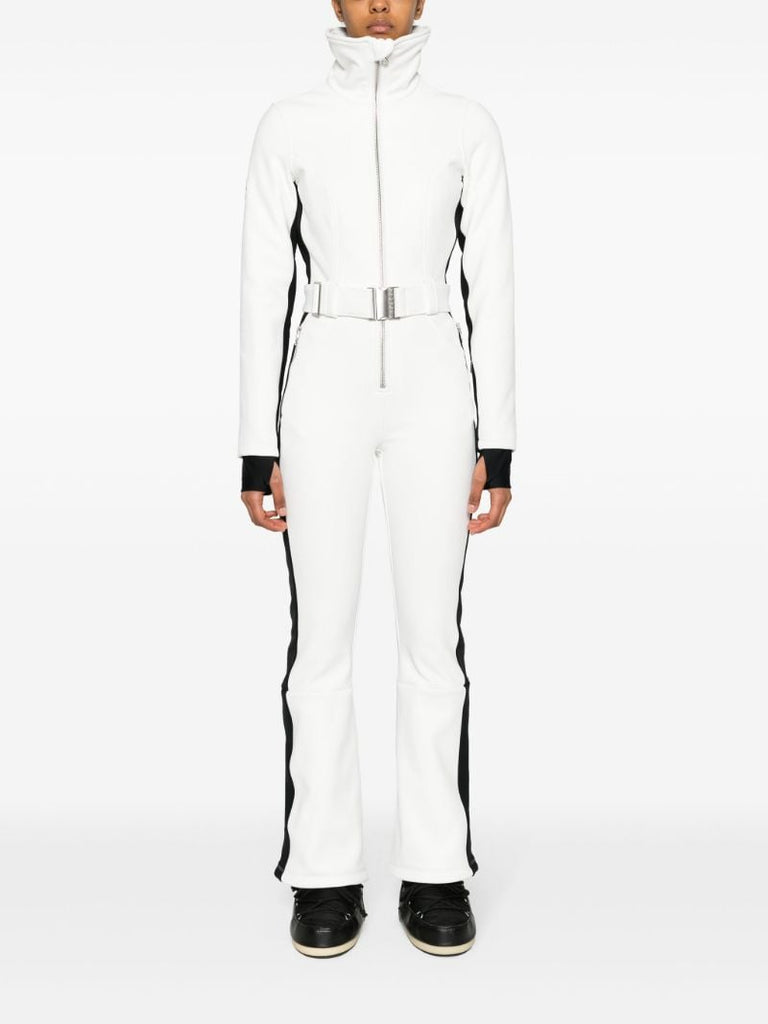 White and Black Otb Logo-patch Belted Ski Suit