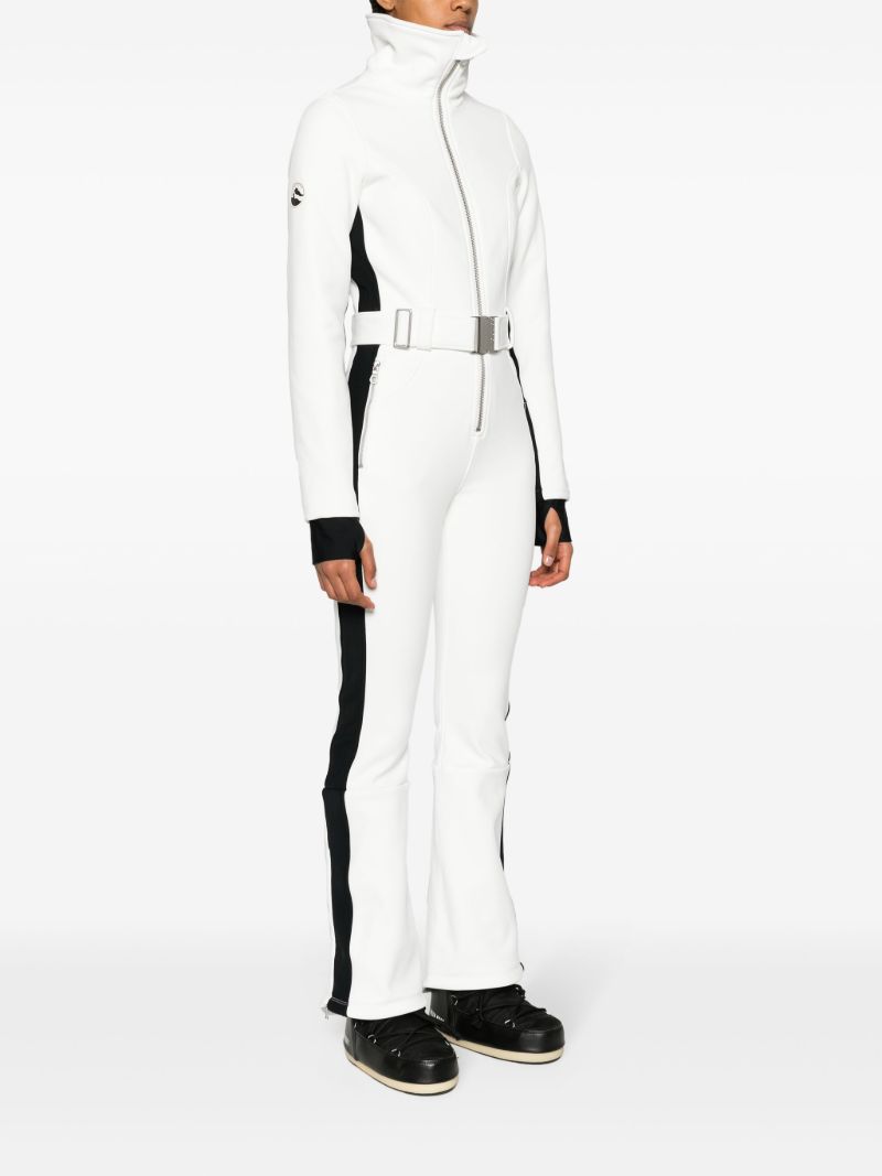 White and Black Otb Logo-patch Belted Ski Suit