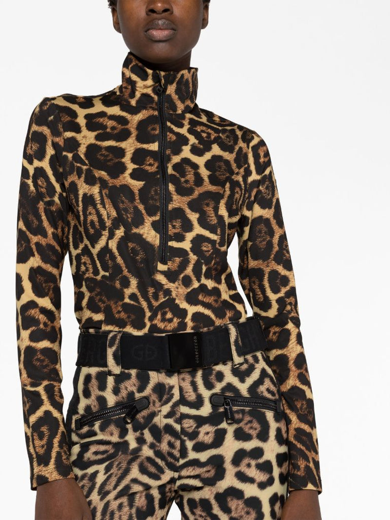 Brown Leona Jaguar-print Ski Top