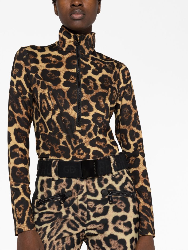 Brown Leona Jaguar-print Ski Top