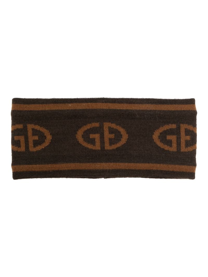 Brown Intarsia-knit Logo Headband