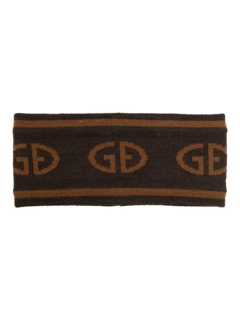 Brown Intarsia-knit Logo Headband