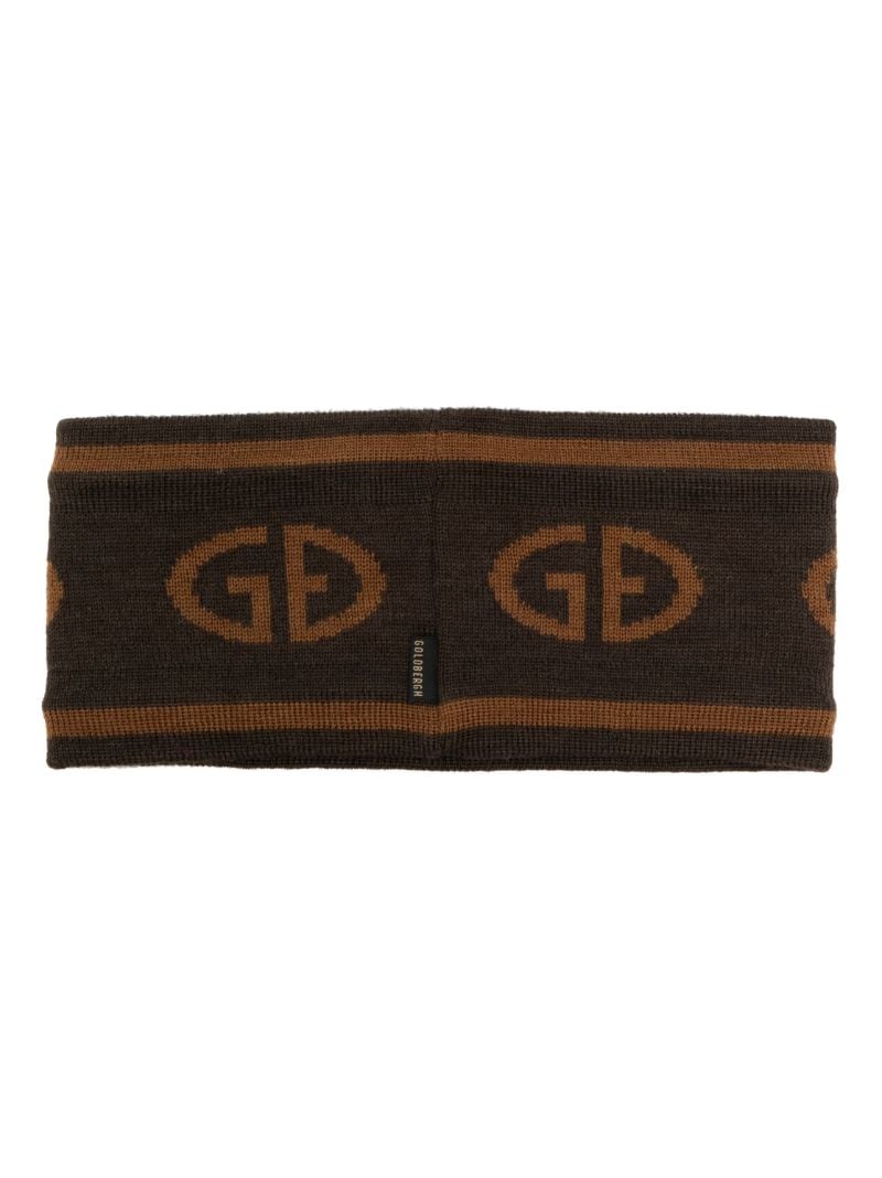 Brown Intarsia-knit Logo Headband