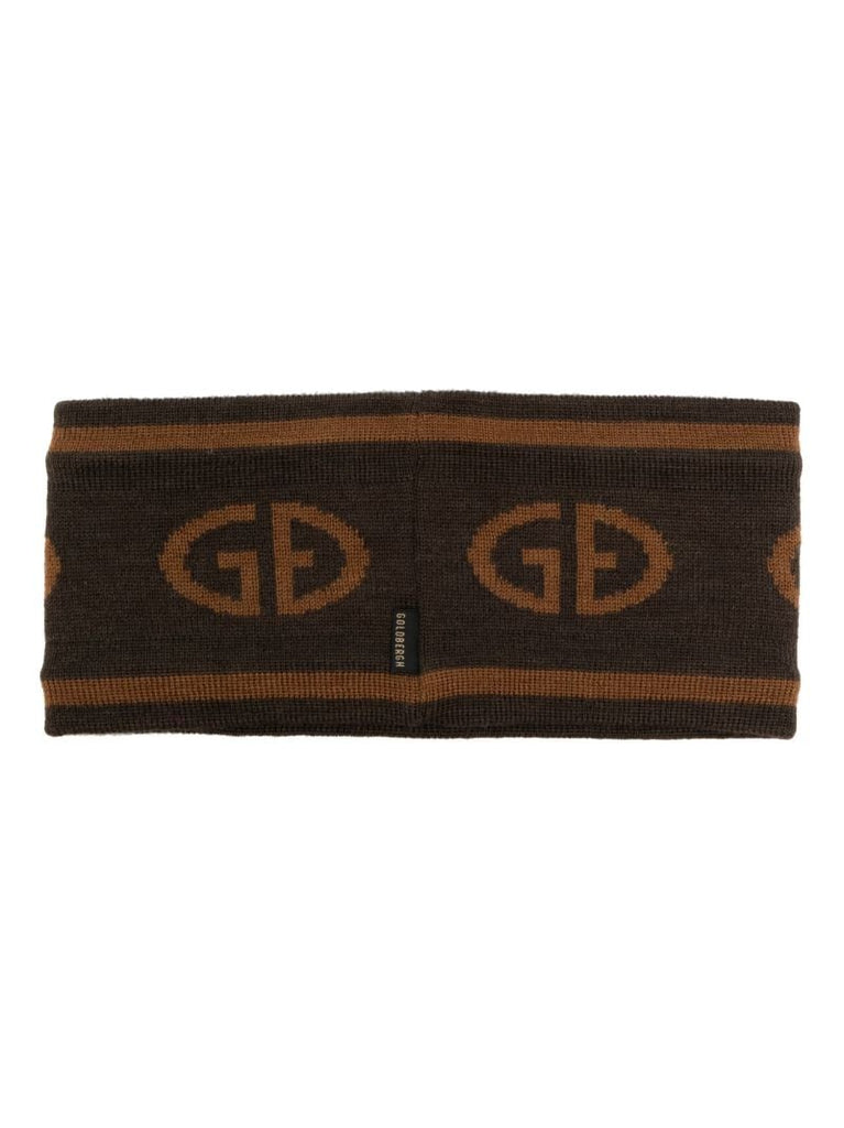 Brown Intarsia-knit Logo Headband