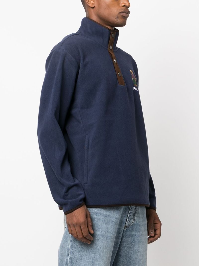 Blue Polo Bear Half-button Sweatshirt