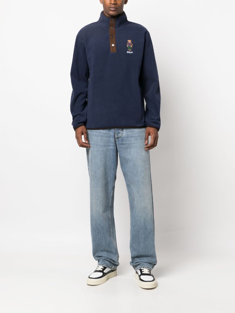 Blue Polo Bear Half-button Sweatshirt