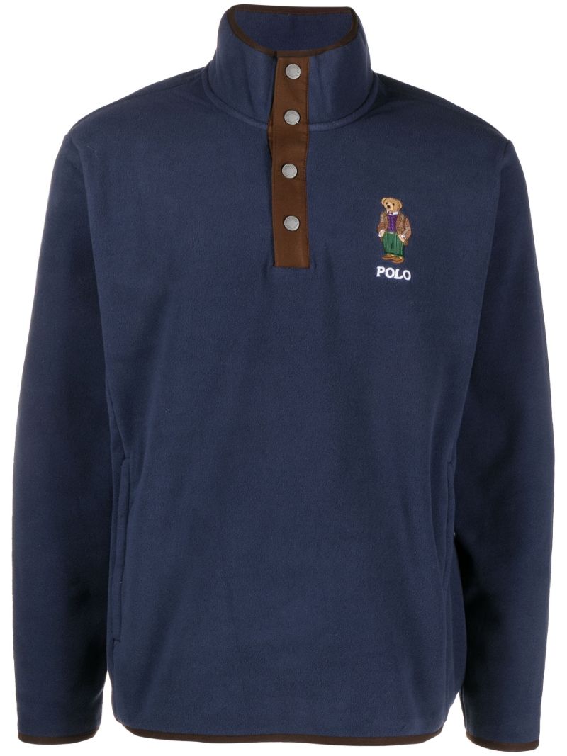 Blue Polo Bear Half-button Sweatshirt