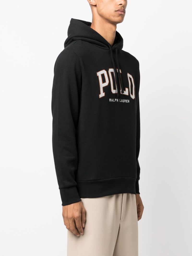 Black Logo-embroidered Drawstring Hoodie