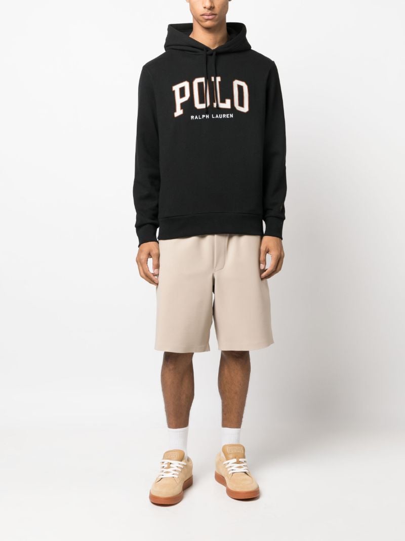 Black Logo-embroidered Drawstring Hoodie