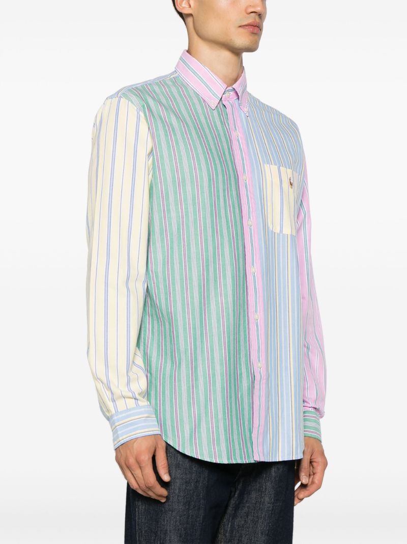 Multicoloured Stripe-print Long-sleeve Sport Shirt