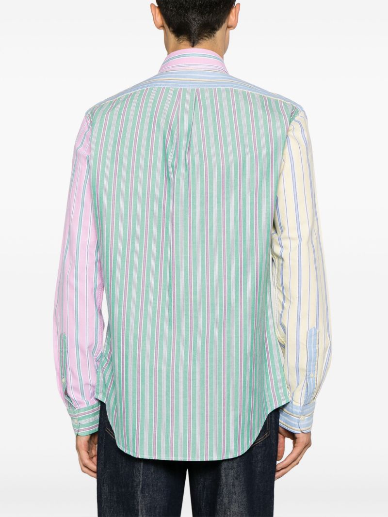 Multicoloured Stripe-print Long-sleeve Sport Shirt