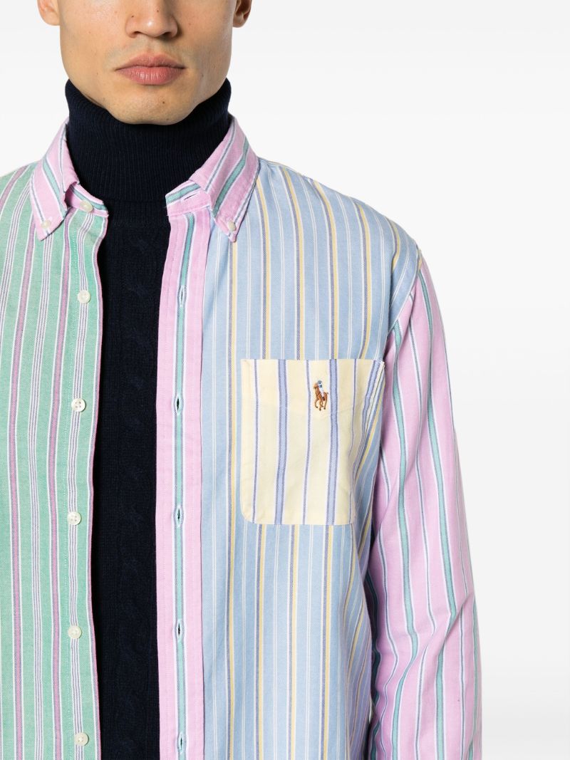 Multicoloured Stripe-print Long-sleeve Sport Shirt