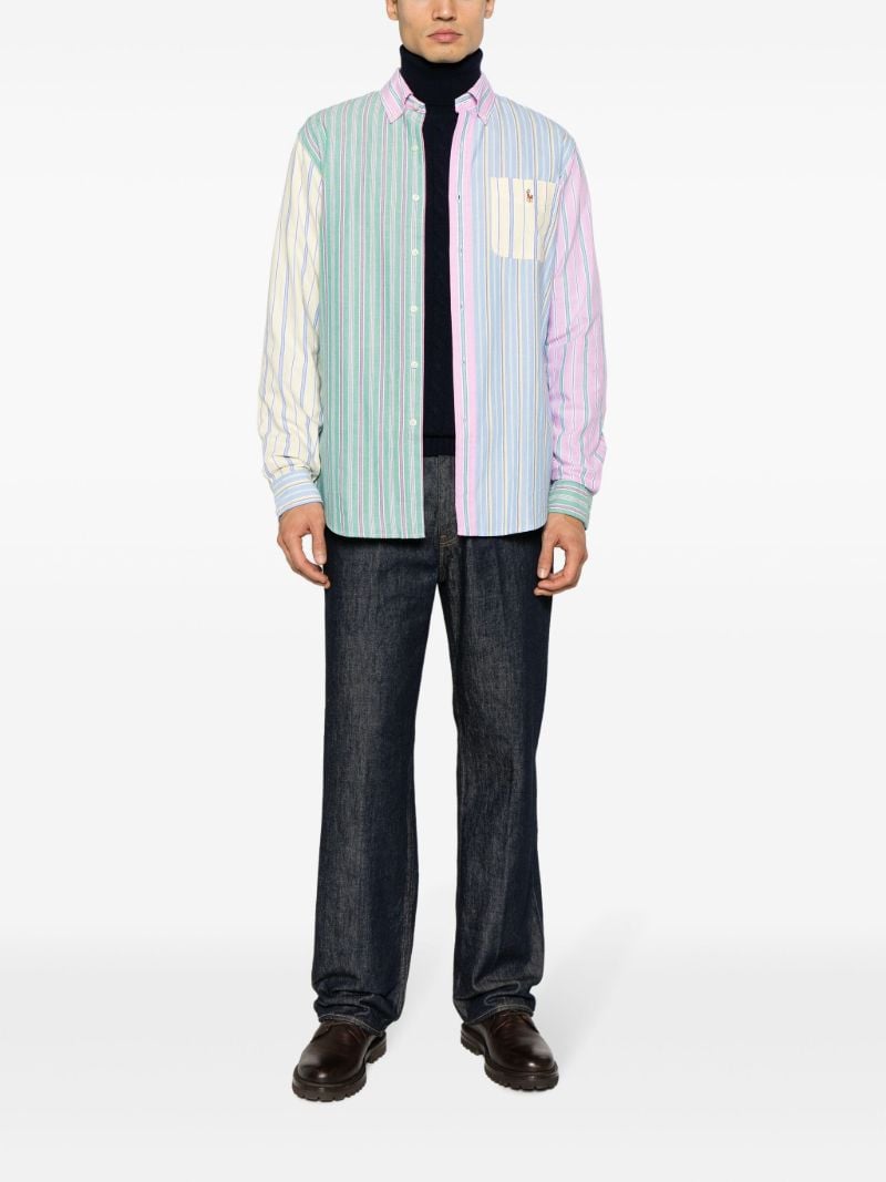 Multicoloured Stripe-print Long-sleeve Sport Shirt
