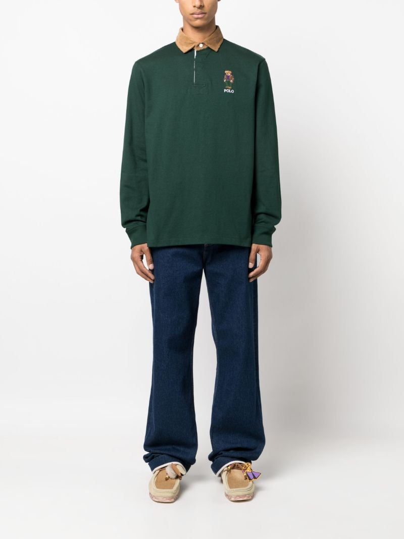 Green Polo Bear Embroidered Rugby Shirt