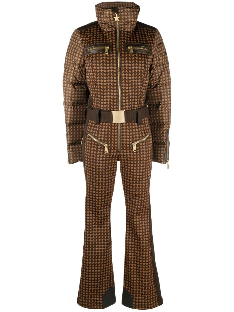 Brown Starstruck Belted Ski Suit