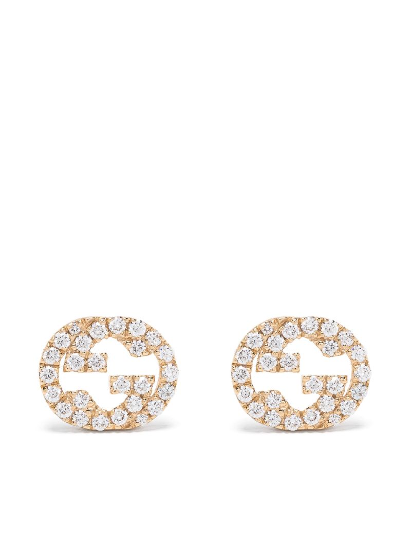 18k Yellow Gold Interlocking G Diamond Earrings