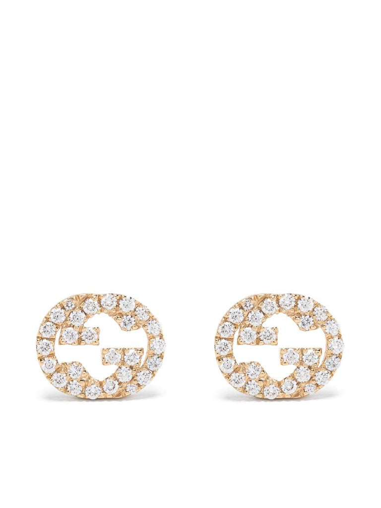 18k Yellow Gold Interlocking G Diamond Earrings