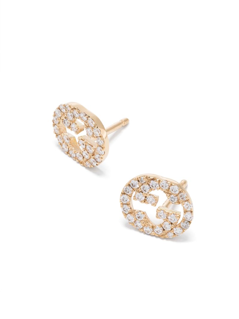 18k Yellow Gold Interlocking G Diamond Earrings
