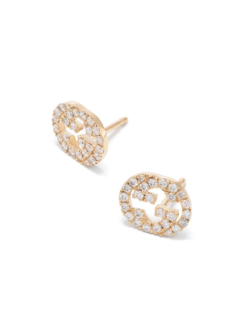 18k Yellow Gold Interlocking G Diamond Earrings