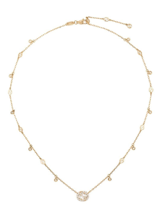 18k Yellow Gold Interlocking G Diamond Necklace