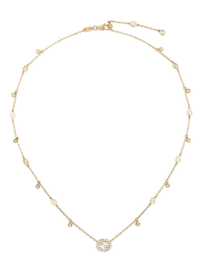 18k Yellow Gold Interlocking G Diamond Necklace
