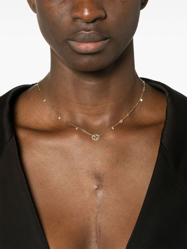 18k Yellow Gold Interlocking G Diamond Necklace