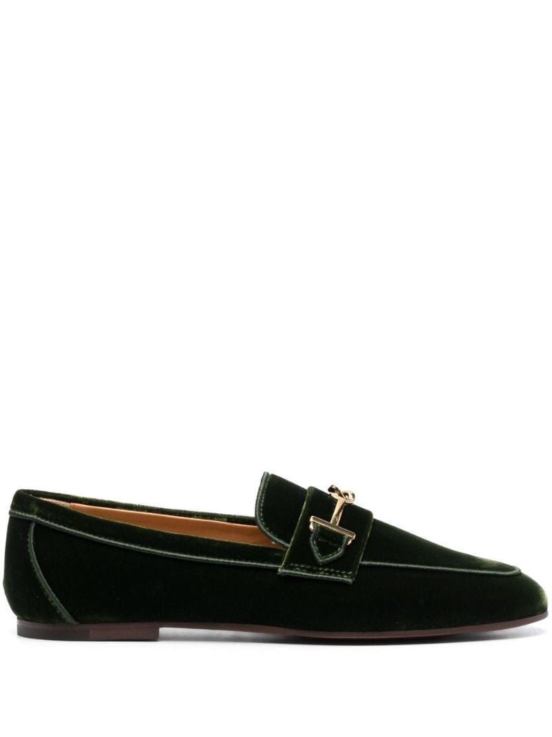 Green Double T Velvet Loafers