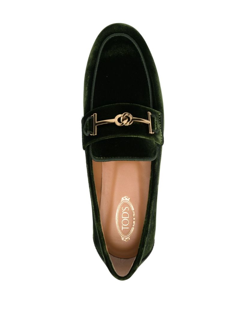 Green Double T Velvet Loafers