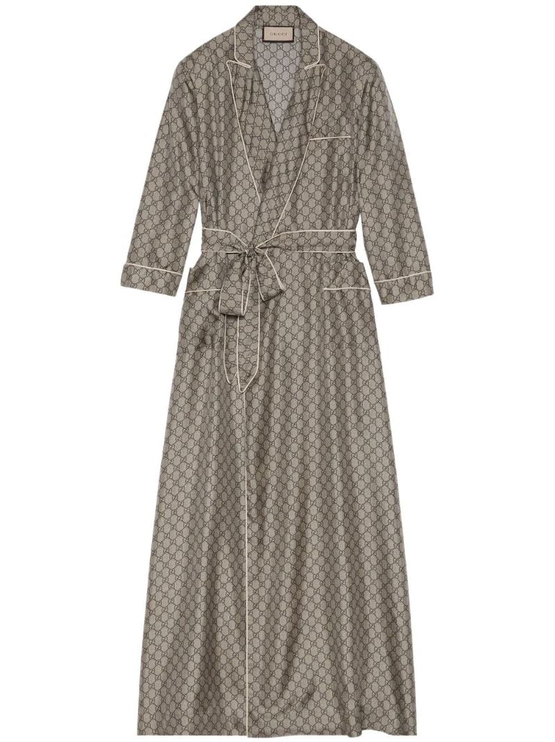 Brown Gg Supreme Silk Robe