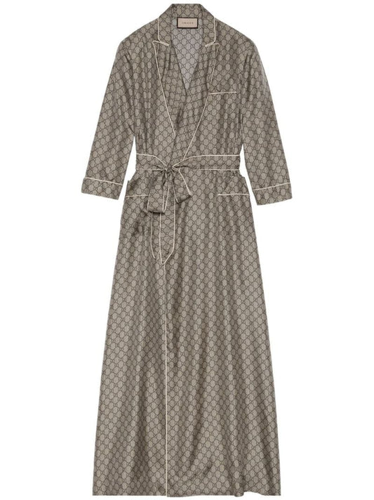 Brown Gg Supreme Silk Robe