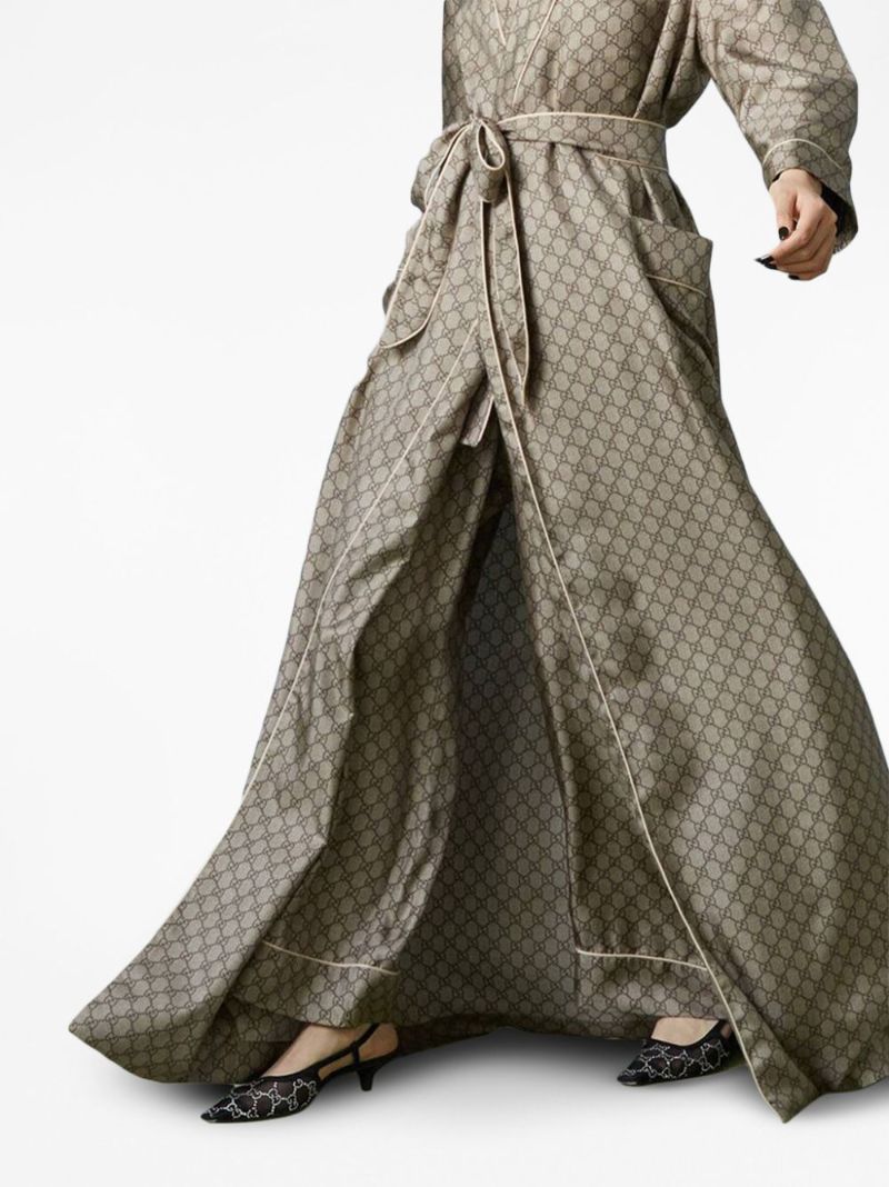 Brown Gg Supreme Silk Robe