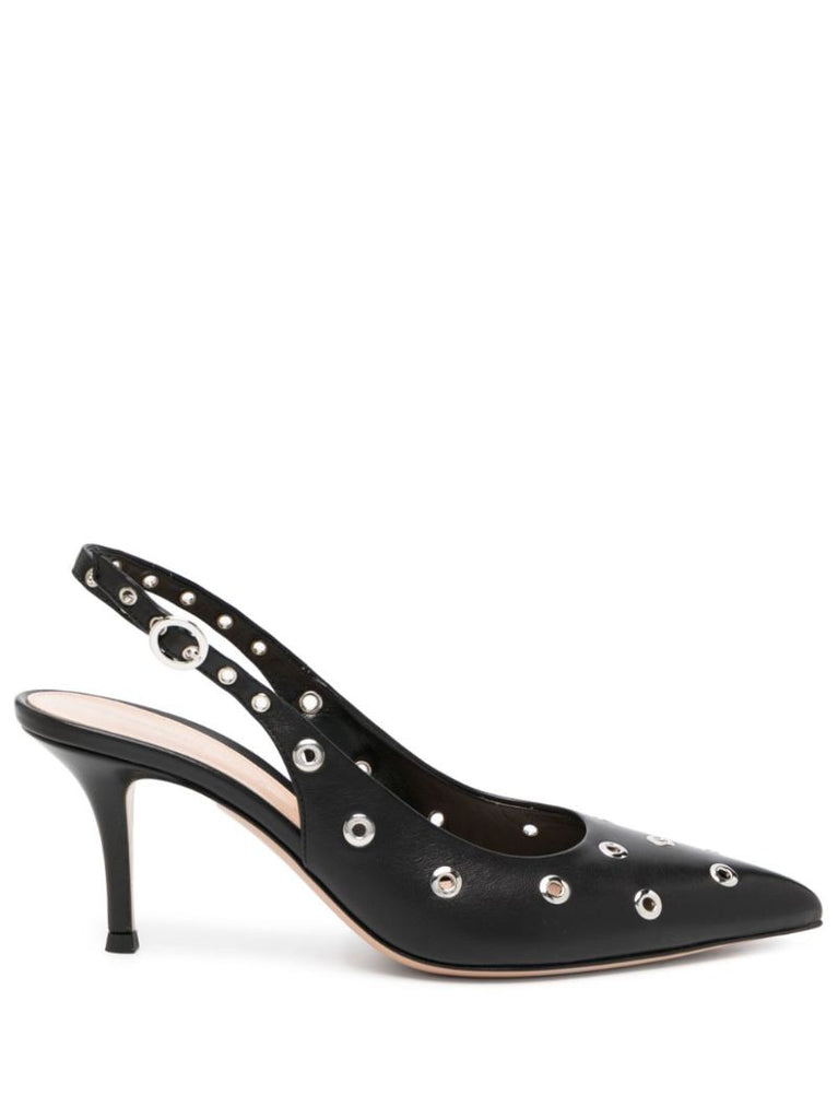 Black Lydia Sling 70 Eyelet-embellished Pumps