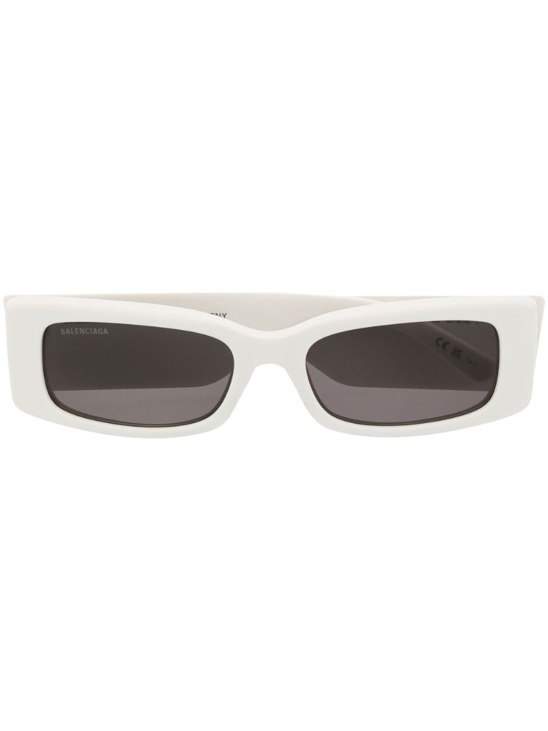 White Logo Print Rectanglular Sunglasses