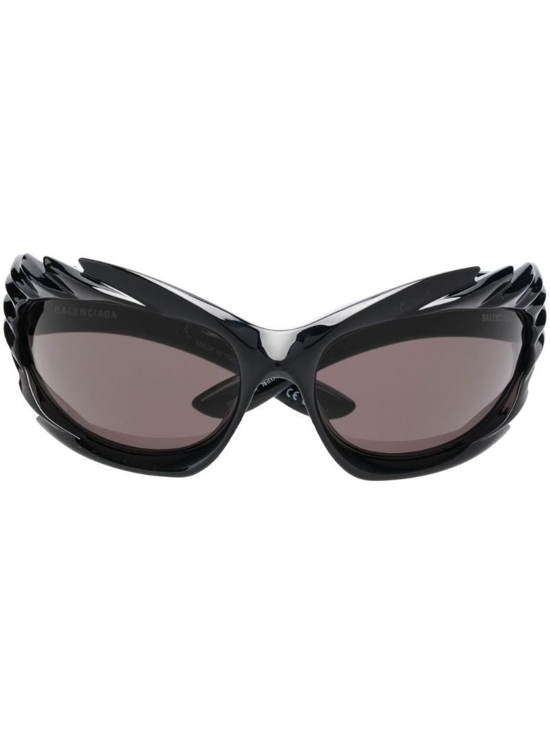 Black Spike Rectangle Frame Sunglasses
