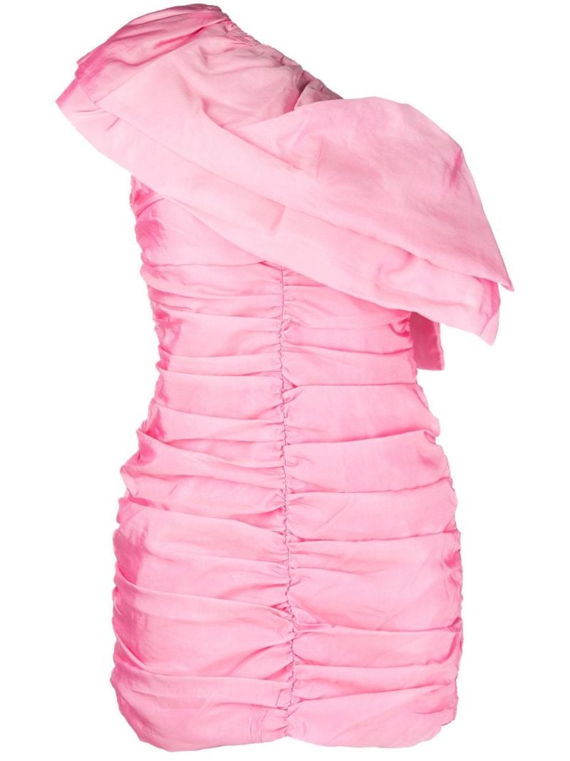 Pink One-shoulder Ruffled Mini Dress