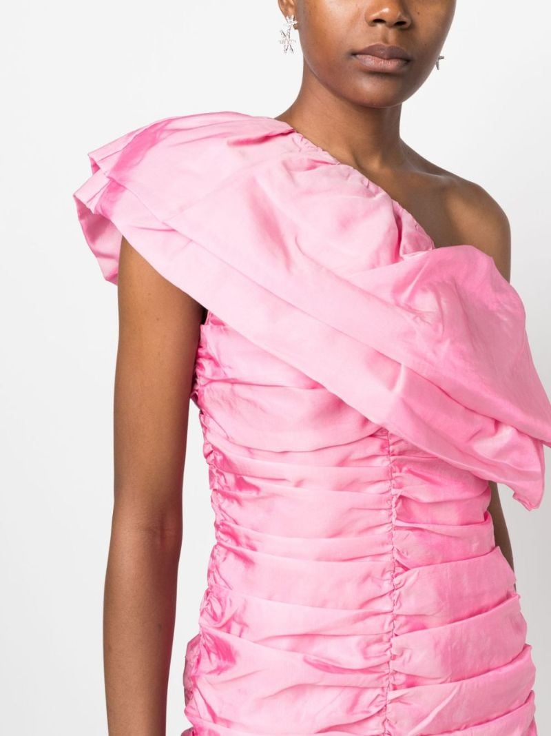 Pink One-shoulder Ruffled Mini Dress
