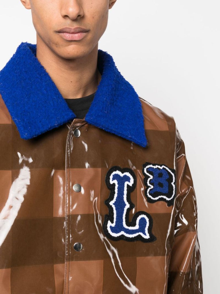 Brown Checked Varsity Bomber Jacket