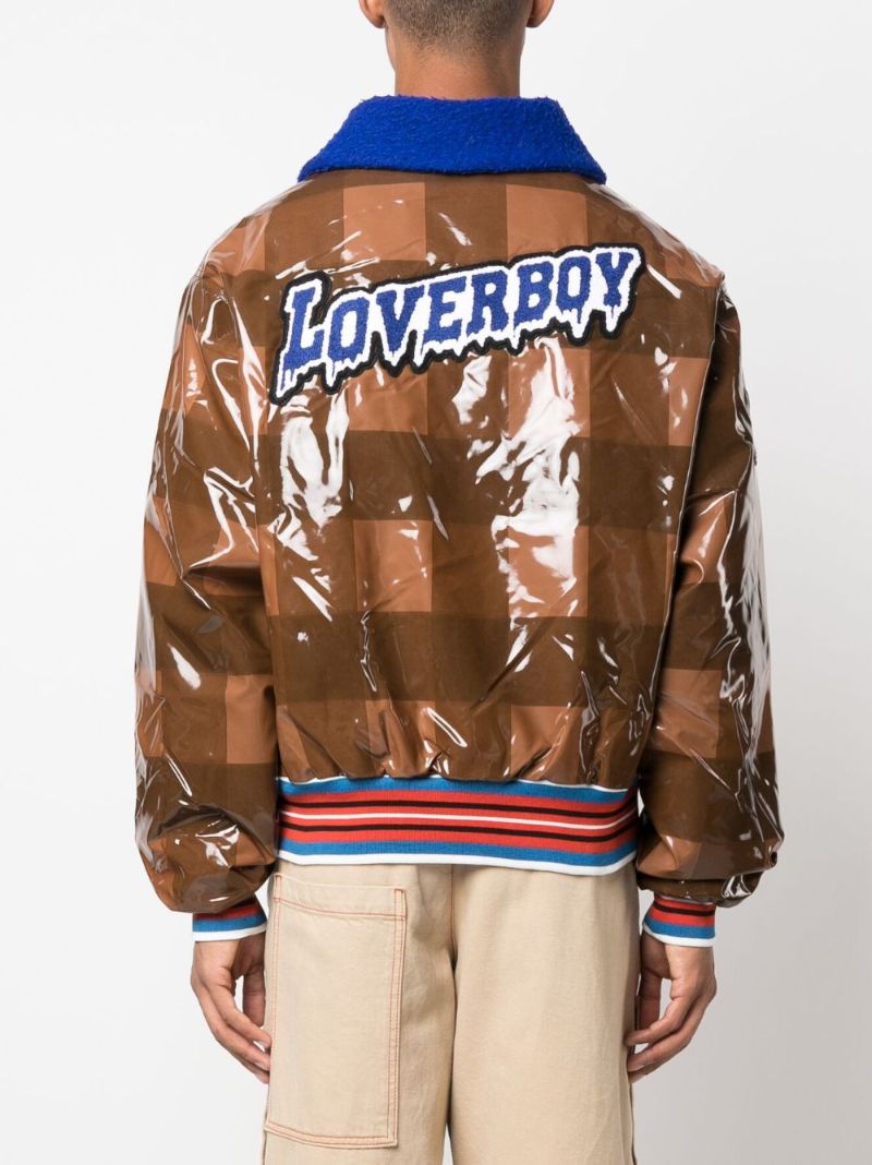 Brown Checked Varsity Bomber Jacket