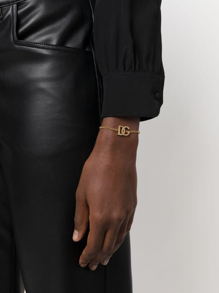 Gold-tone Dg-logo Crystal-embellished Bracelet