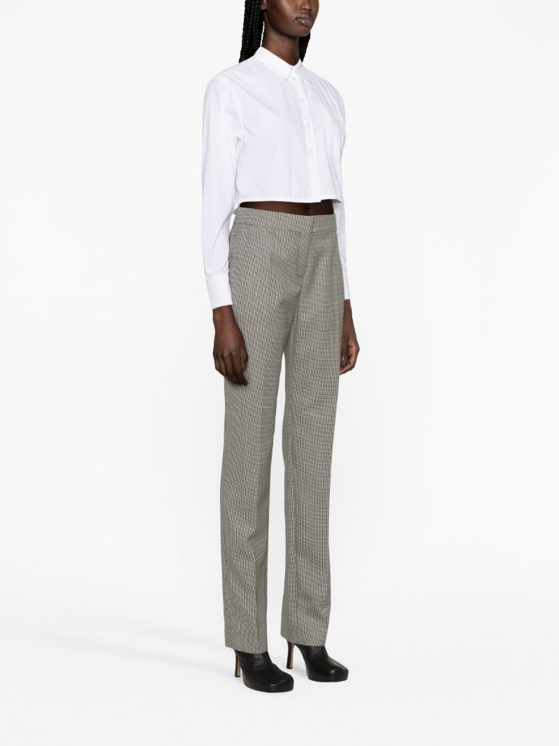 Black Houndstooth-pattern Wool Trousers