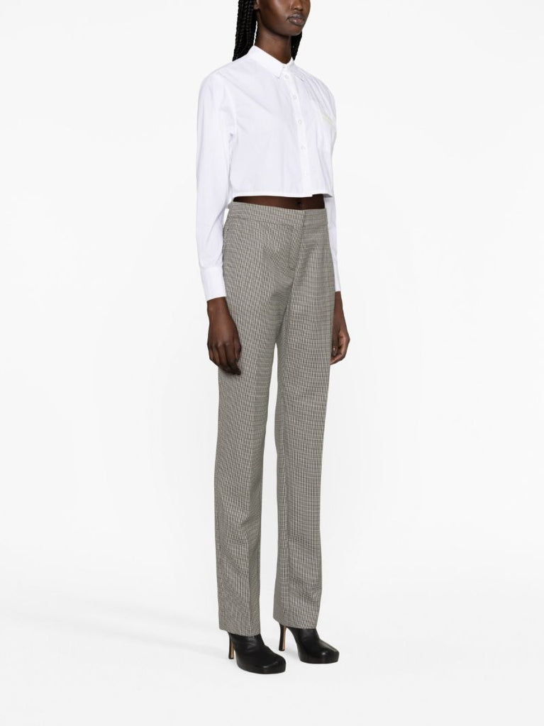 Black Houndstooth-pattern Wool Trousers