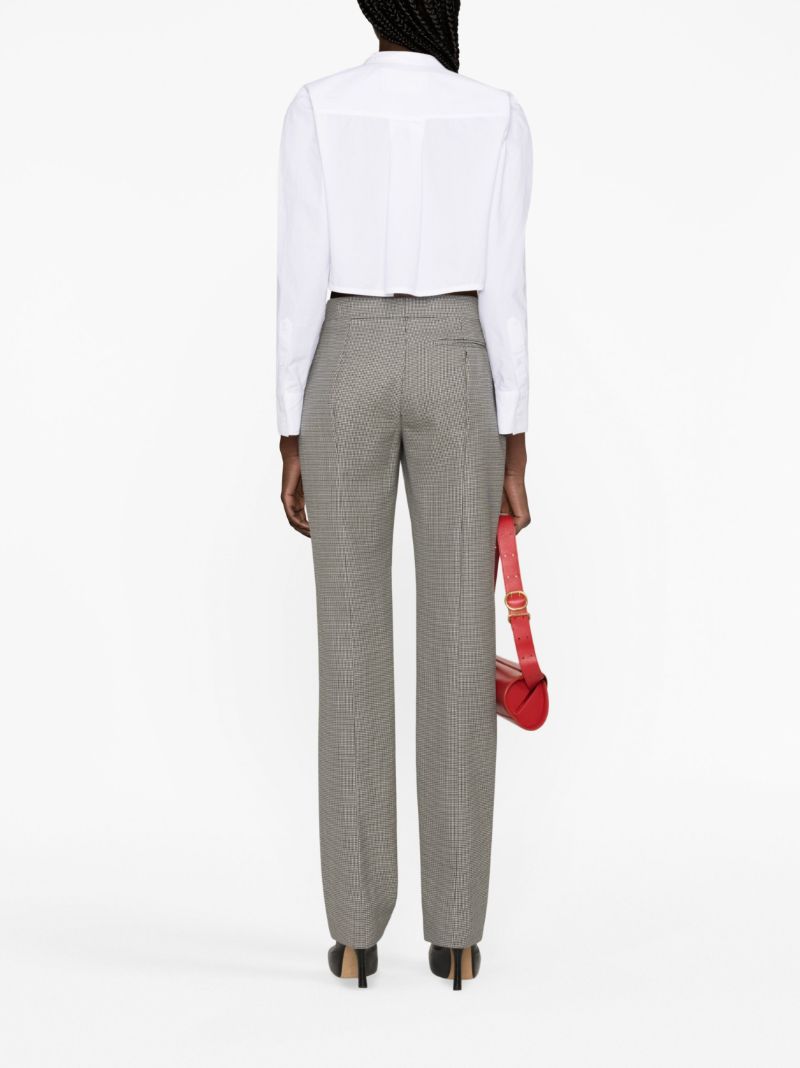 Black Houndstooth-pattern Wool Trousers